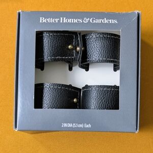Better Homes And Gardens Black Faux Leather Napkin Rings